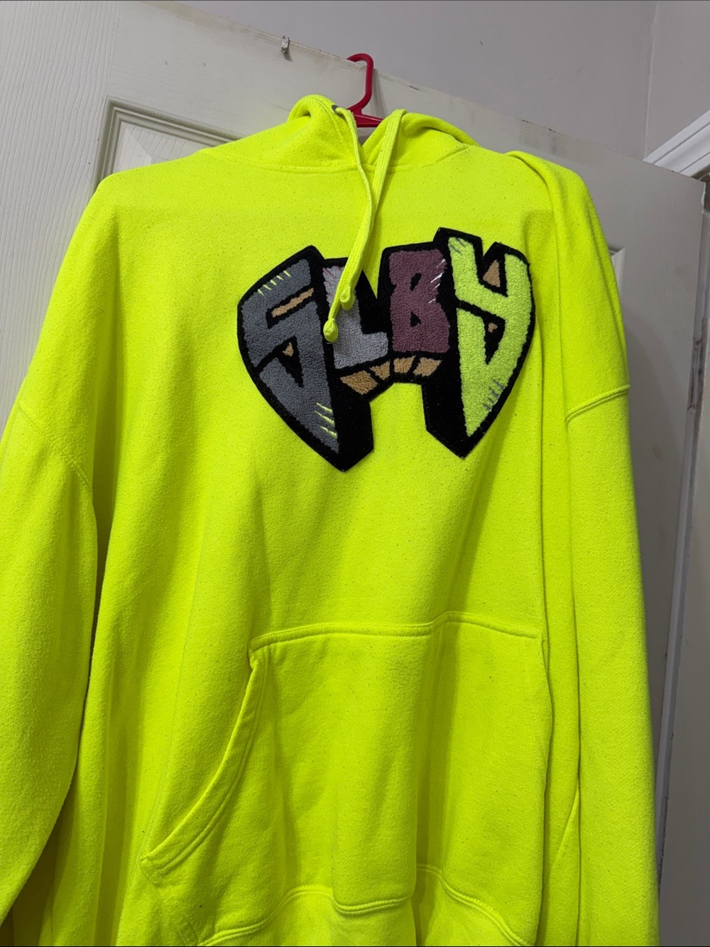 Neon Yellow Graphic Hoodie Sweater - Unbranded